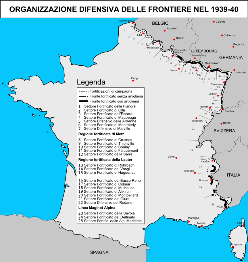 Mappa della Linea Maginot